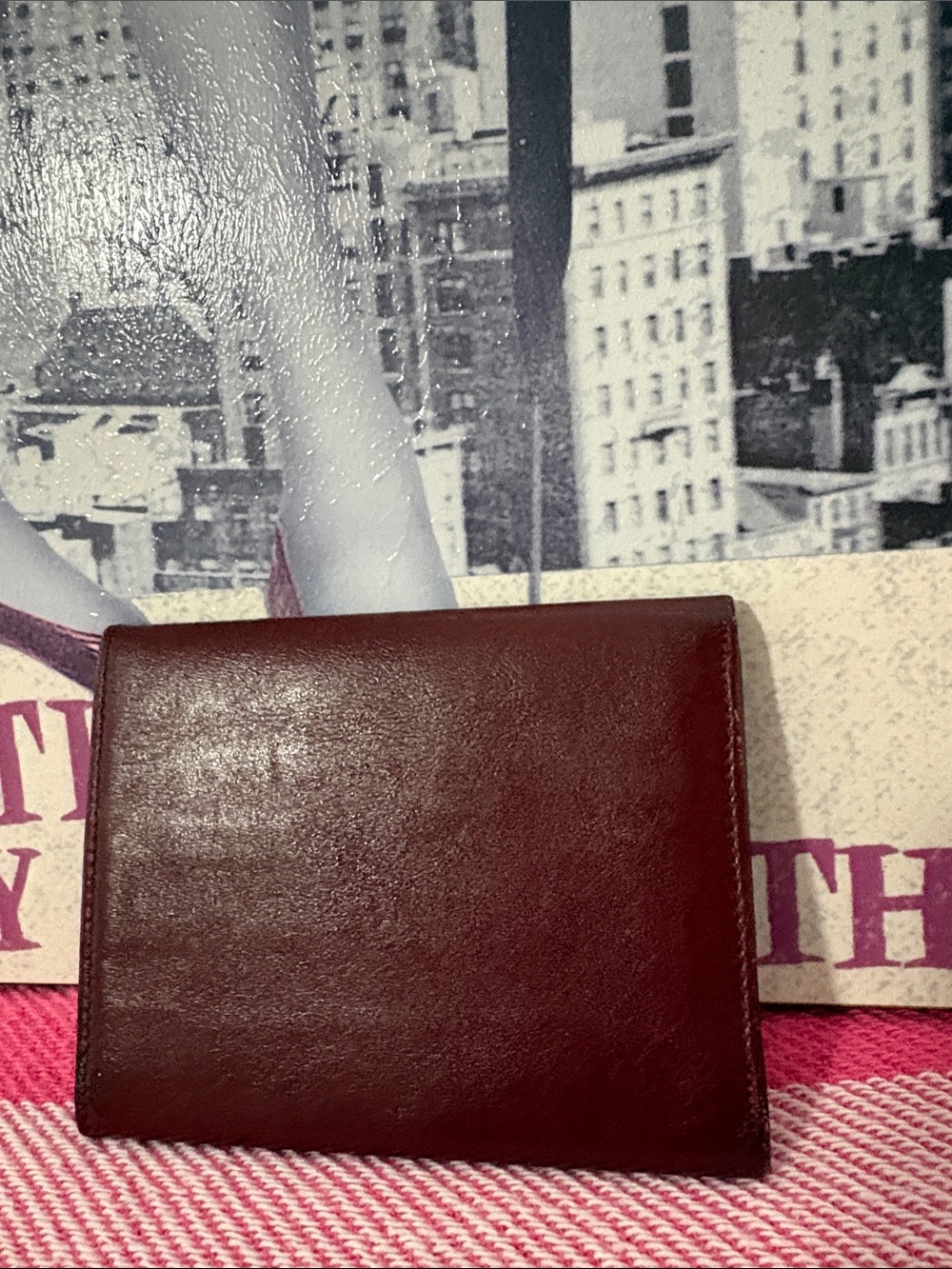 Givenchy Embossed Burgundy Leather Card Holder with Gold Corners - Picture 3 of 10